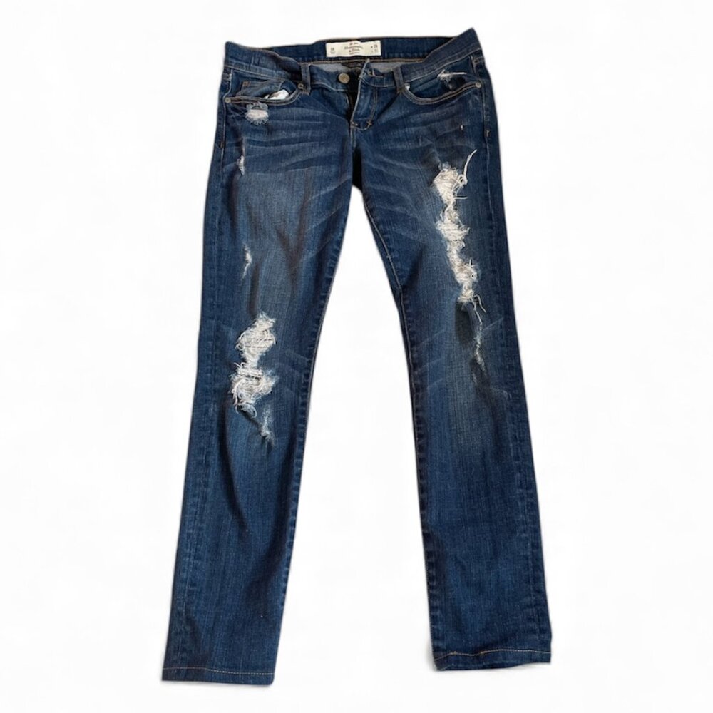 Women's Distressed Abercrombie & Fitch Perfect Stretch  Blue Jeans - Size 6R